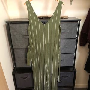 Green striped romper